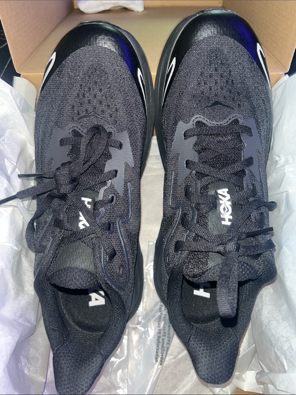 Hoka Clifton 10 Black/Gray Big Kid’s  Lightweight Running Sneakers Size 6.5 New
